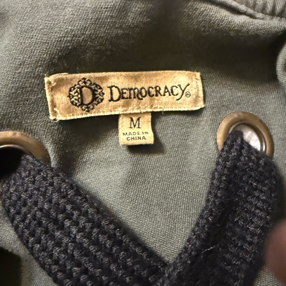 Democracy Women's Olive Green utility Jacket with Lace-Up Back-medium - Picture 3 of 12